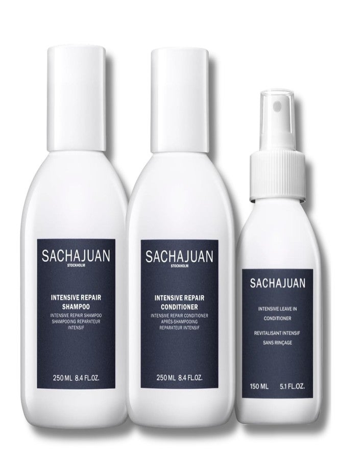 SACHAJUAN Repair Kit | Intensive Repair Shampoo + Conditioner + Leave-In | Strengthen, Nourish & Protect Damaged or Dry Hair | UV Protection, Repair & Softness | Vegan & Paraben-Free | Set of 3 - Image 1